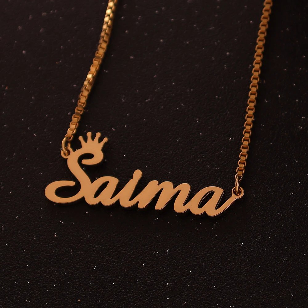 Personalised Gold Name Necklace with Box Chain Custom Name Necklace Handmade Jewelry Personalised Birthday Gift for Her Mom