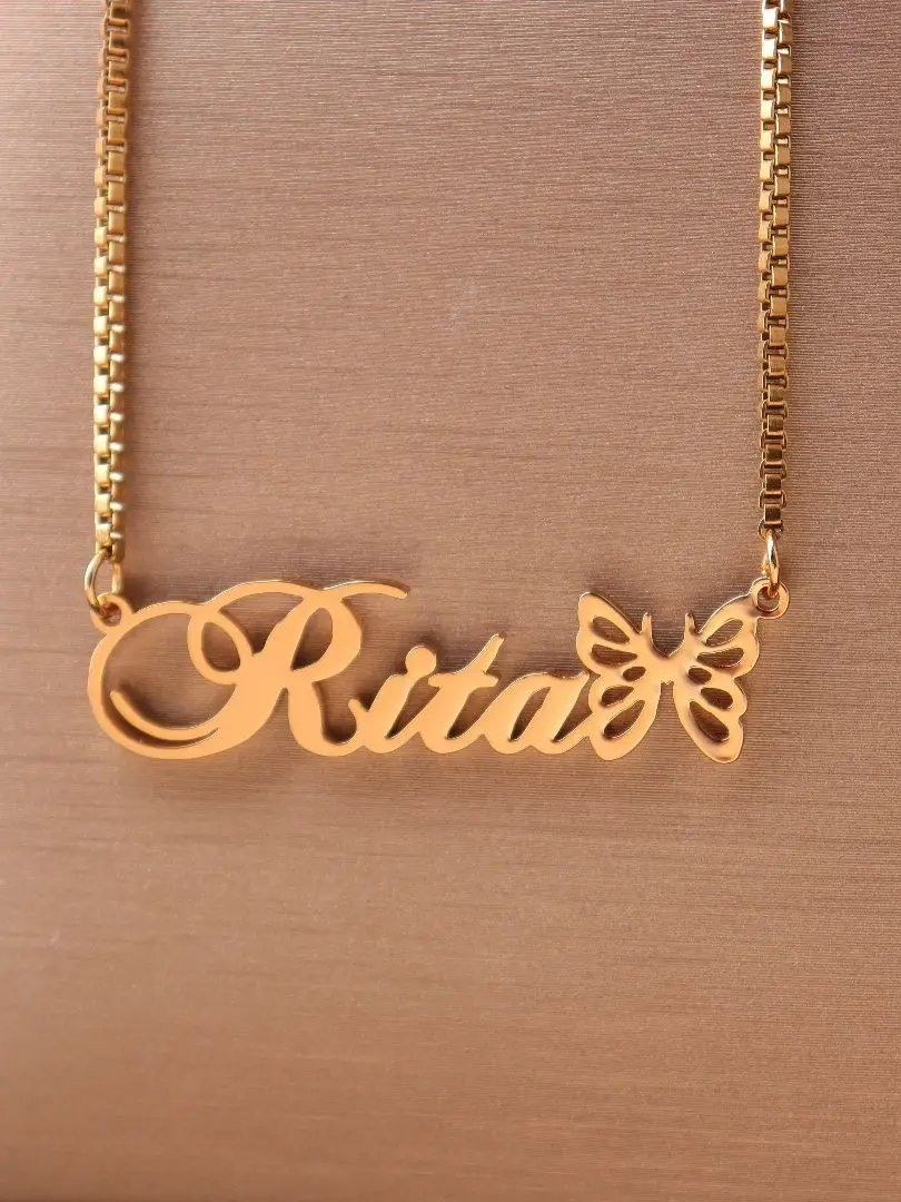 Personalised Gold Name Necklace with Box Chain Custom Name Necklace Handmade Jewelry Personalised Birthday Gift for Her Mom