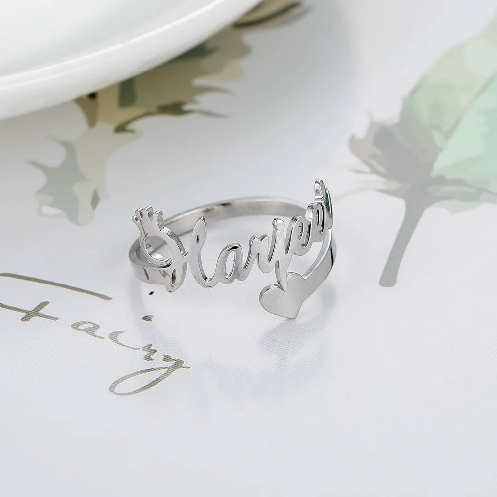 Fishhook Custom Double Name Finger Ring For Women Men Personalized Rings Couple Family Gift Gold Color Stainless Steel Jewelry Fishhook Custom Double Name Finger Ring For Women Men Personalized Rings Couple Family Gift Gold Color Stainless Steel Jewelry