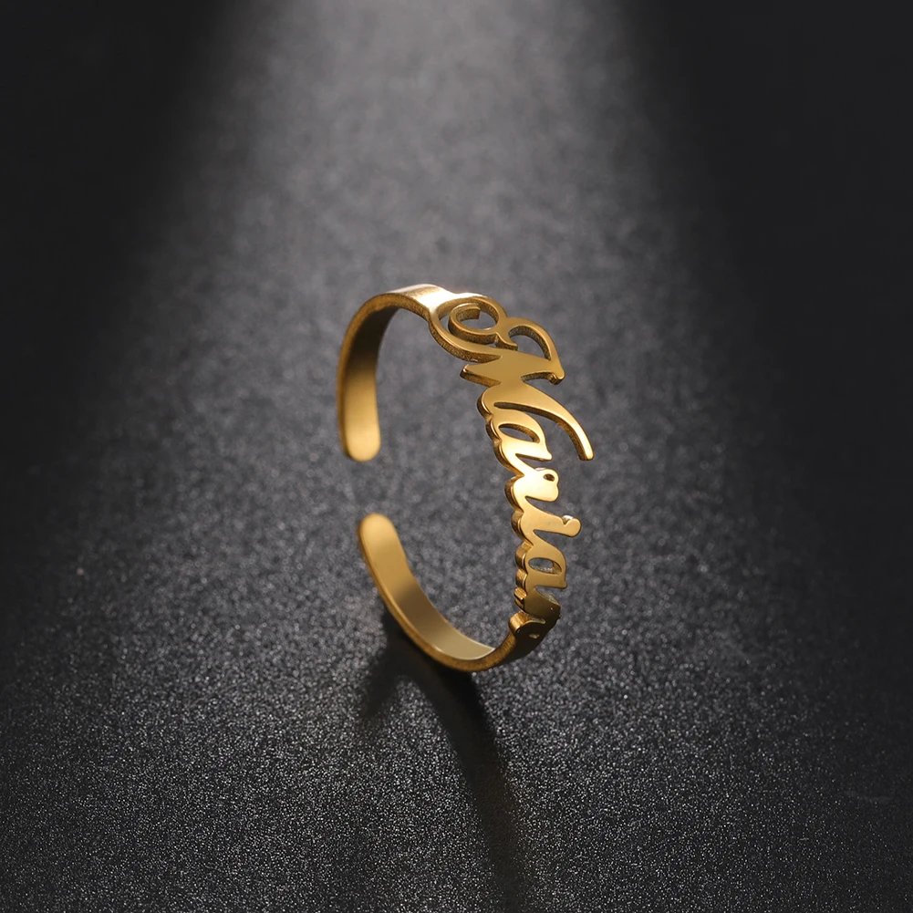 Fishhook Custom Double Name Finger Ring For Women Men Personalized Rings Couple Family Gift Gold Color Stainless Steel Jewelry Fishhook Custom Double Name Finger Ring For Women Men Personalized Rings Couple Family Gift Gold Color Stainless Steel Jewelry