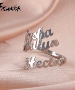 Alternative view of Fishhook Custom Double Name Finger Ring For Women Men Personalized Rings Couple Family Gift Gold Color Stainless Steel Jewelry
