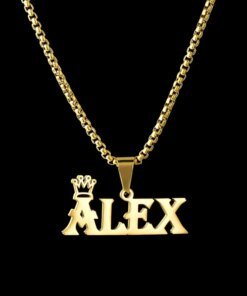 Custom Name Necklace Custom Jewelry Stainless Steel Personalized Crown Pendant For Women подвеска Men Collars Thick Chain Gifts