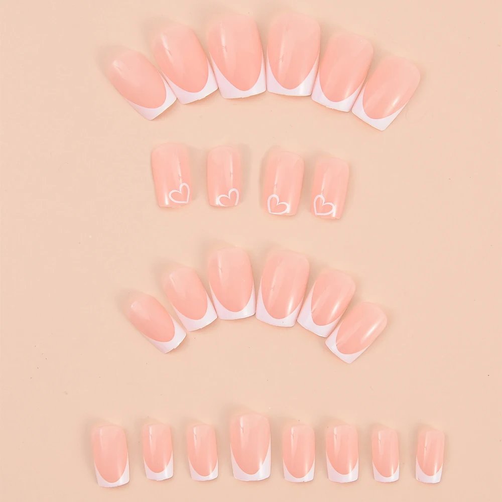 24PCS Simple wine red French false nails, European and American light luxury style ins nail enhancement, detachable nail patches