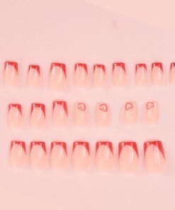 Alternative view of 24PCS Simple wine red French false nails, European and American light luxury style ins nail enhancement, detachable nail patches