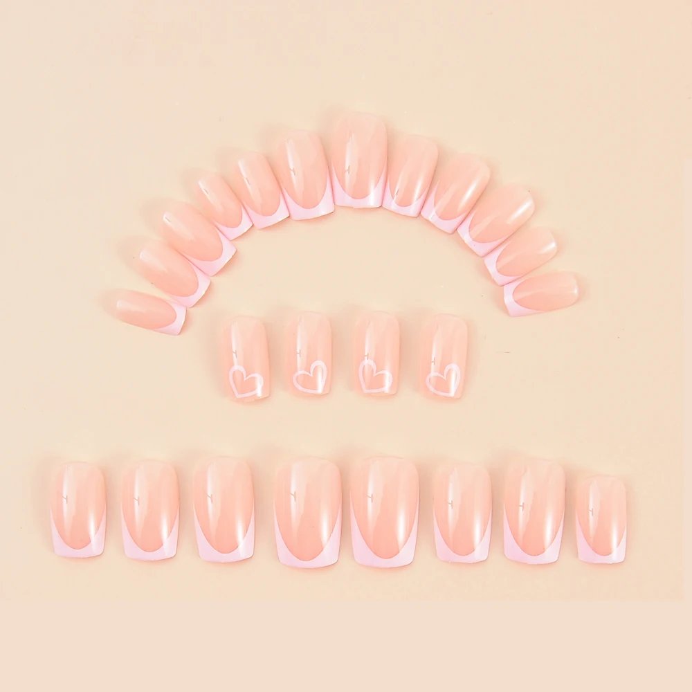 24PCS Simple wine red French false nails, European and American light luxury style ins nail enhancement, detachable nail patches