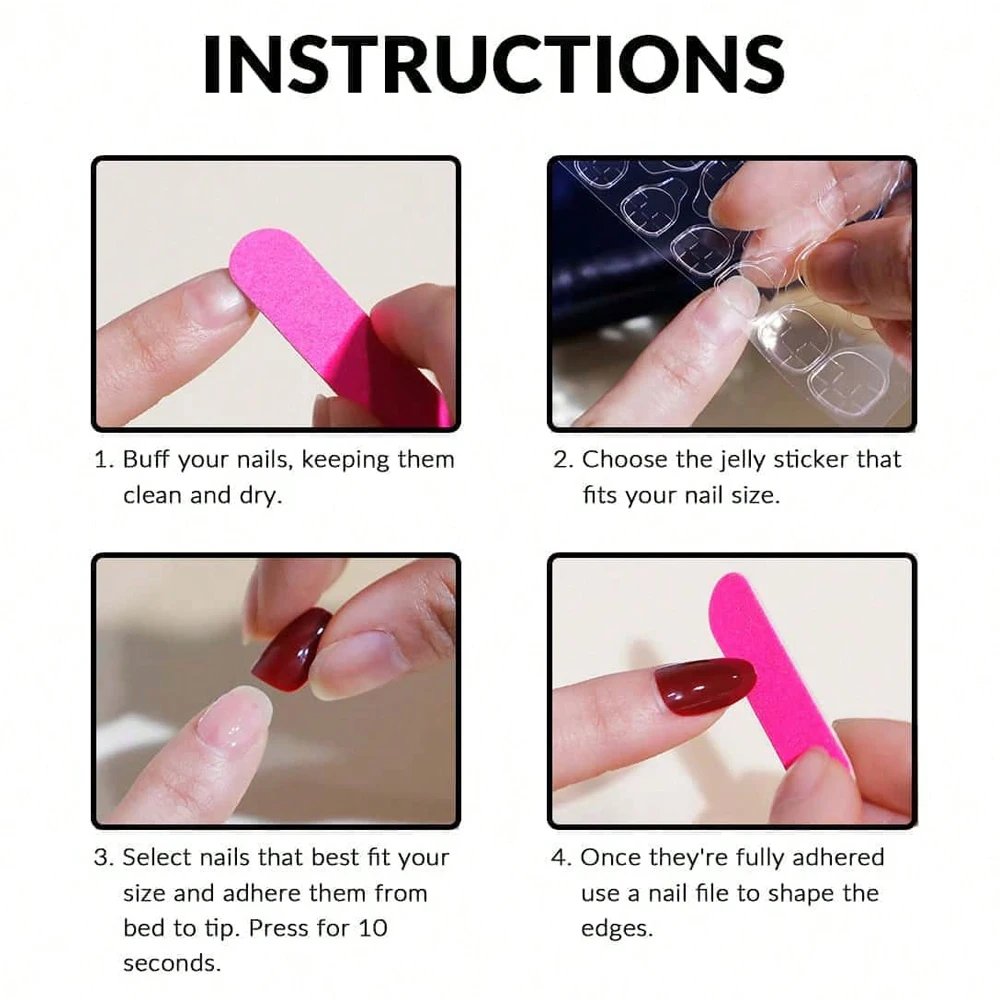 24PCS Simple wine red French false nails, European and American light luxury style ins nail enhancement, detachable nail patches