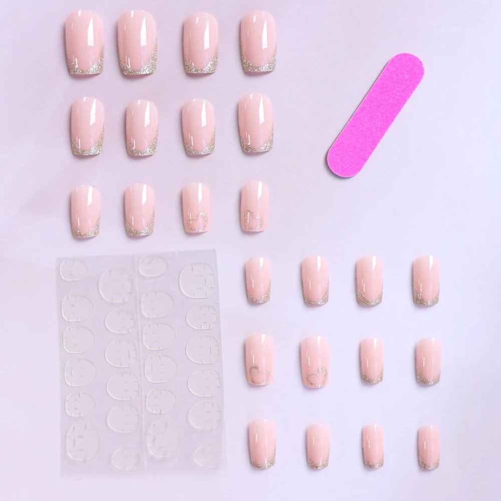 24PCS Simple wine red French false nails, European and American light luxury style ins nail enhancement, detachable nail patches