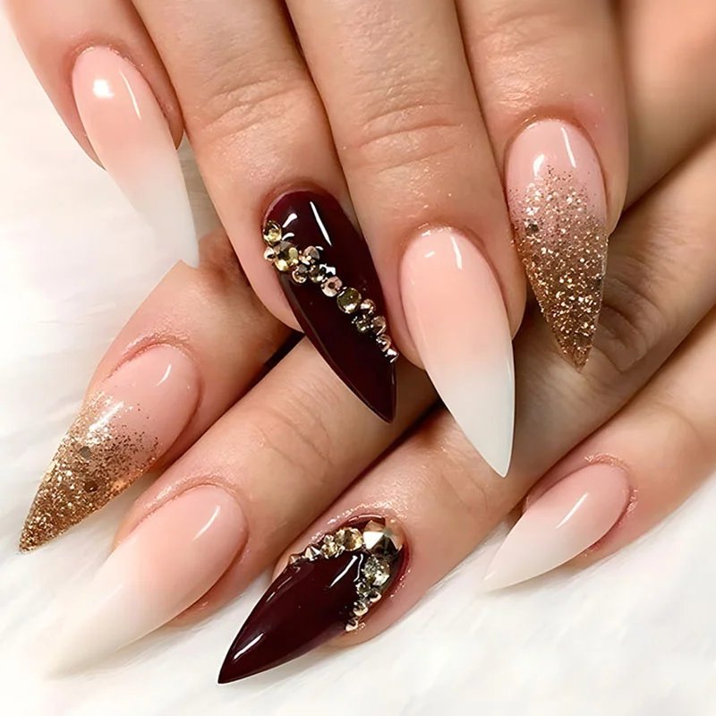 24Pcs False Nails French Manicure Professional Reusable Adhesive Nails For Girls With Design To Stick Gel Red False Nails Tips 24Pcs False Nails French Manicure Professional Reusable Adhesive Nails For Girls With Design To Stick Gel Red False Nails Tips