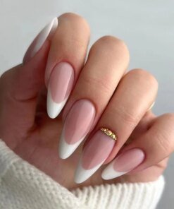 24Pcs False Nails French Manicure Professional Reusable Adhesive Nails For Girls With Design To Stick Gel Red False Nails Tips