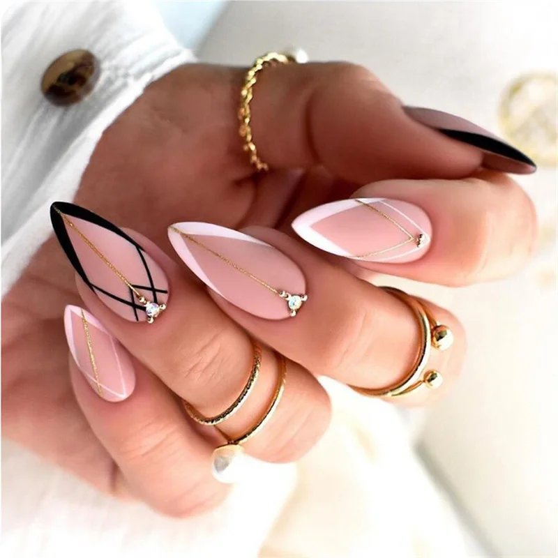 24Pcs False Nails French Manicure Professional Reusable Adhesive Nails For Girls With Design To Stick Gel Red False Nails Tips 24Pcs False Nails French Manicure Professional Reusable Adhesive Nails For Girls With Design To Stick Gel Red False Nails Tips