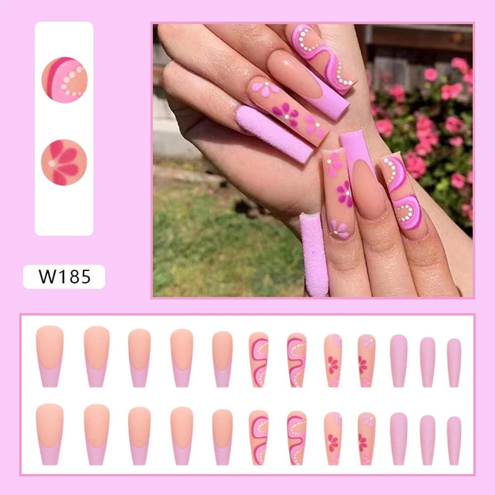 Simple Red-Edged French Coffin False Nails Detachable Long Ballerina Rhinestone Fake Nails Full Cover Nail Tips Press On Nails Simple Red-Edged French Coffin False Nails Detachable Long Ballerina Rhinestone Fake Nails Full Cover Nail Tips Press On Nails