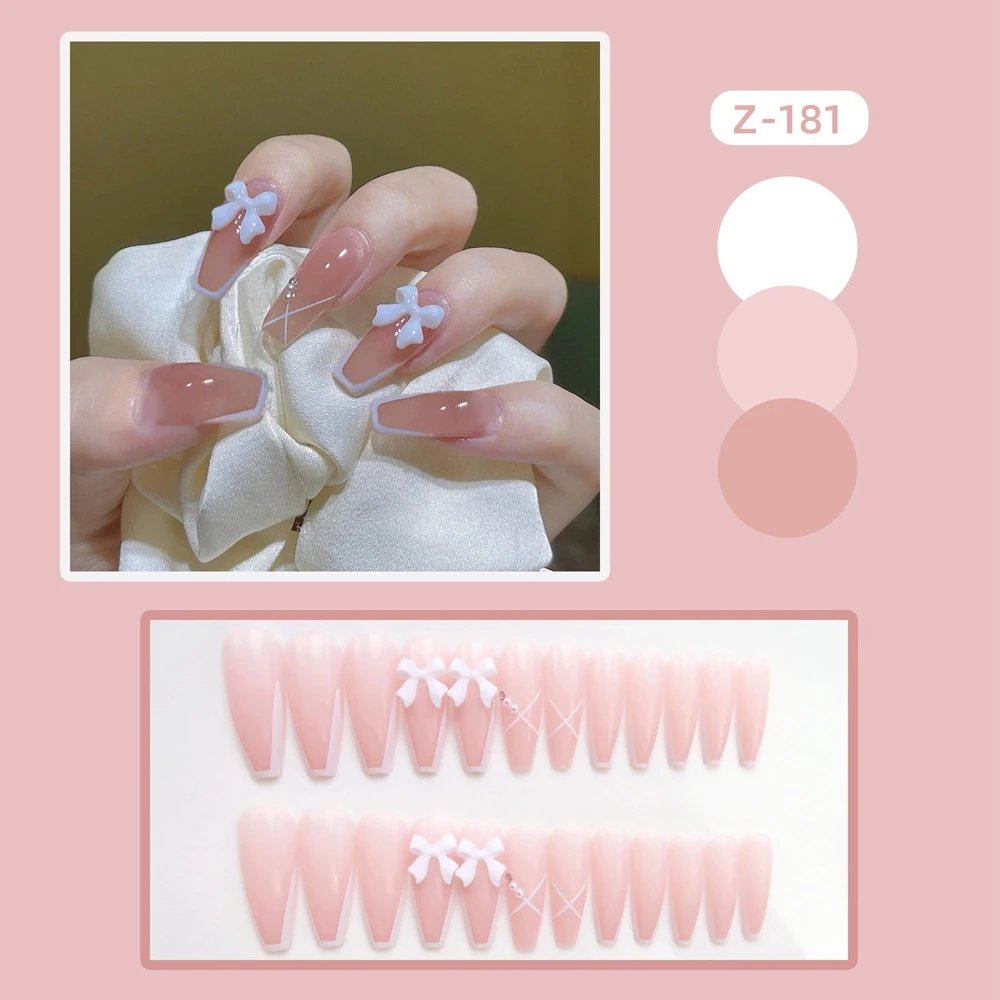 Simple Red-Edged French Coffin False Nails Detachable Long Ballerina Rhinestone Fake Nails Full Cover Nail Tips Press On Nails Simple Red-Edged French Coffin False Nails Detachable Long Ballerina Rhinestone Fake Nails Full Cover Nail Tips Press On Nails