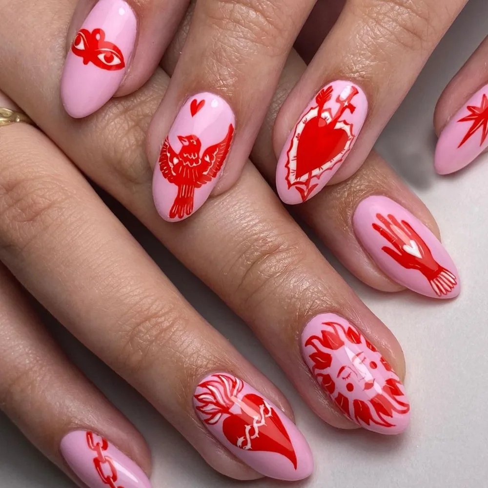 24pcs Red Glitter Fake Nails Almond Christmas Valentine's Day French Ballet Nail Press on False Nails Waterproof Faux Fingernail 24pcs Red Glitter Fake Nails Almond Christmas Valentine's Day French Ballet Nail Press on False Nails Waterproof Faux Fingernail