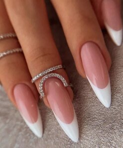 Alternative view of 24Pcs Red Heart Nails Fake Wearable Long Almond False Nails Art Acrylic Press on Nails Full Coverage Removable French Fake Nail