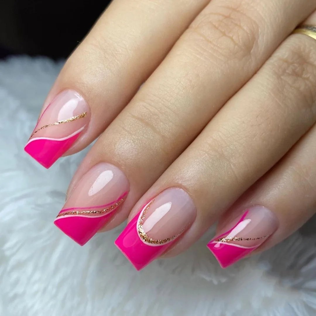 24Pcs Red Heart Nails Fake Wearable Long Almond False Nails Art Acrylic Press on Nails Full Coverage Removable French Fake Nail