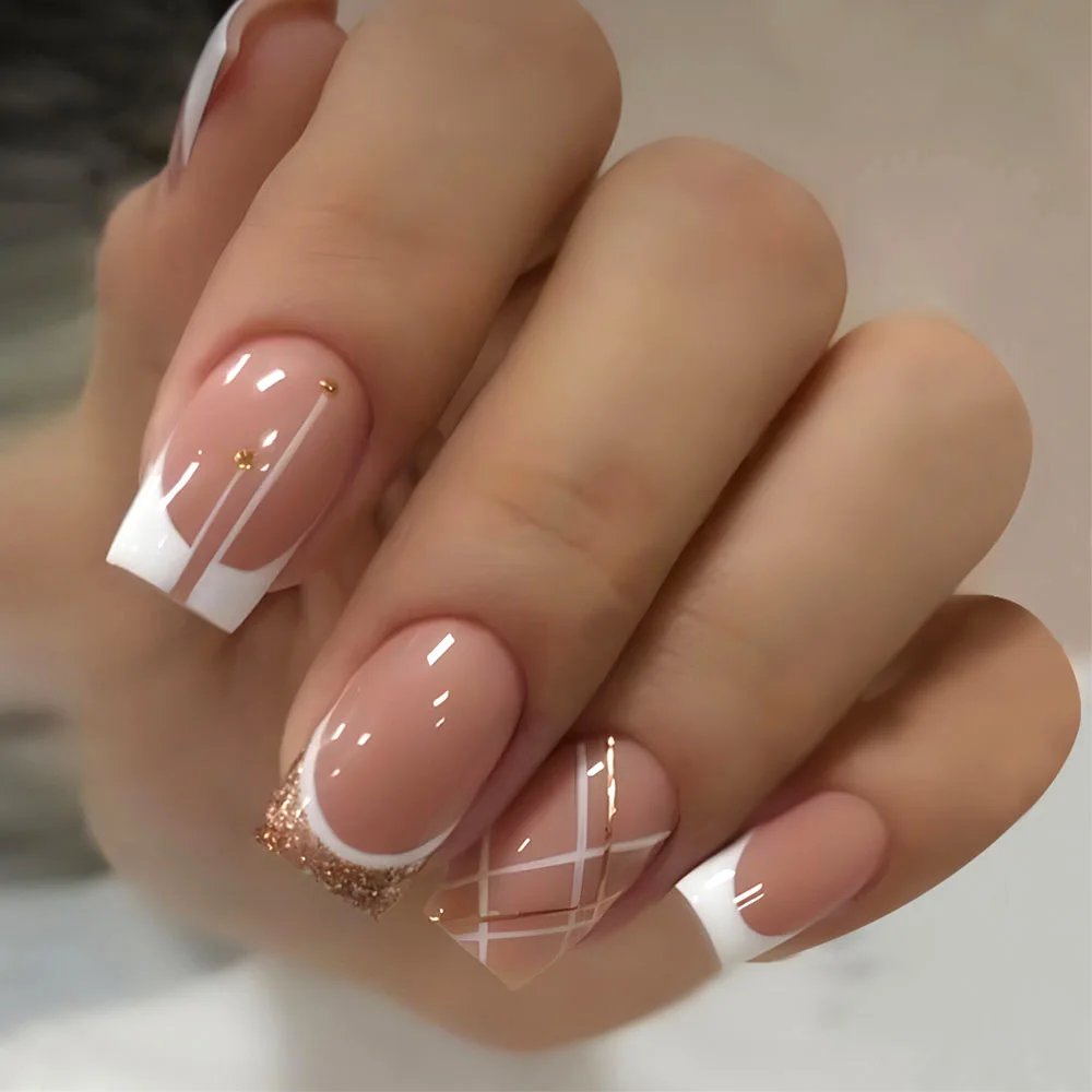 24Pcs Red Heart Nails Fake Wearable Long Almond False Nails Art Acrylic Press on Nails Full Coverage Removable French Fake Nail