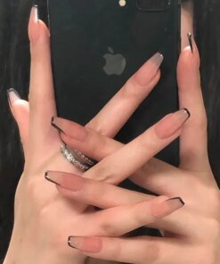 24Pcs/Box Fake Nails Press On  Detachable False  With 1Sheet Free White Transparent Nail Glue Sticker French Tips