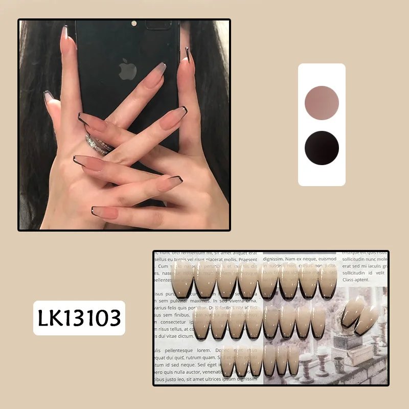 24Pcs/Box Fake Nails Press On Detachable False With 1Sheet Free White Transparent Nail Glue Sticker French Tips