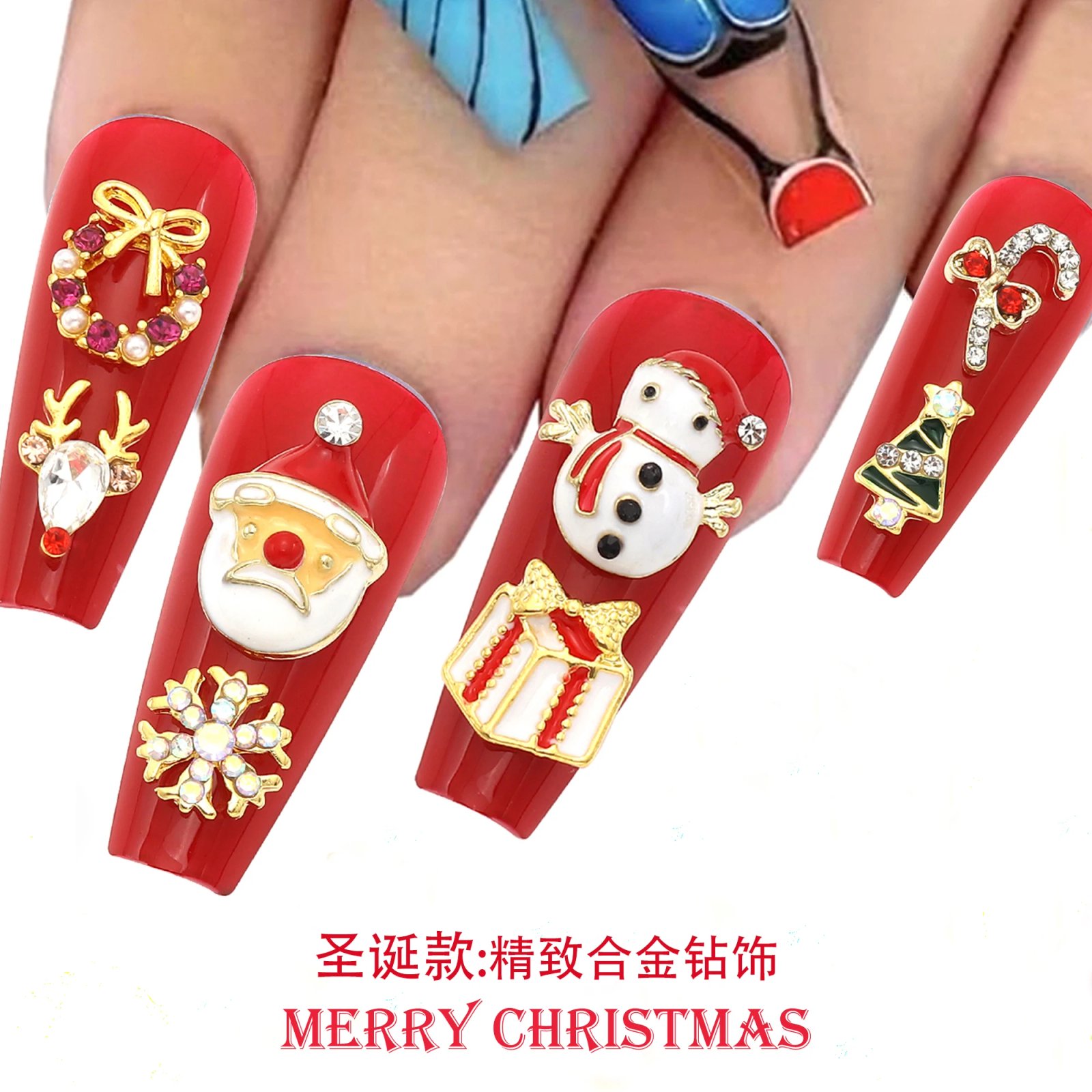 50pcs random mix Christmas nail charm Gold and silver deer Head garland hat Snowflake tree Santa nail art accessories Decoration 50pcs random mix Christmas nail charm Gold and silver deer Head garland hat Snowflake tree Santa nail art accessories Decoration