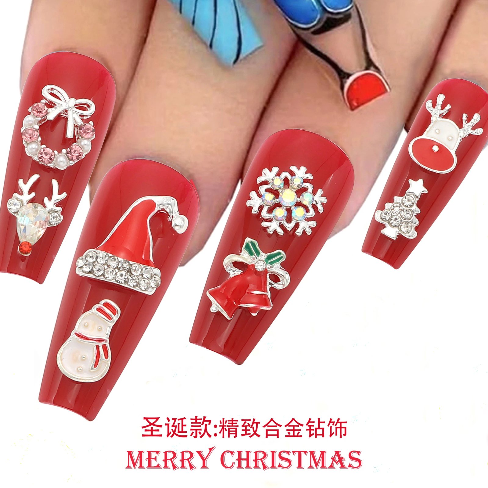 50pcs random mix Christmas nail charm Gold and silver deer Head garland hat Snowflake tree Santa nail art accessories Decoration 50pcs random mix Christmas nail charm Gold and silver deer Head garland hat Snowflake tree Santa nail art accessories Decoration