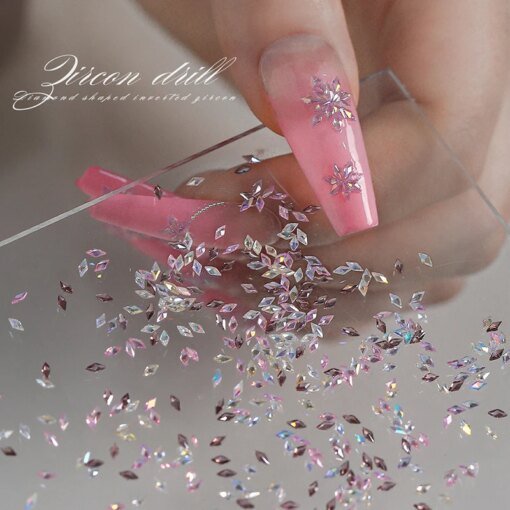 5A Sparkle Mini Zircon Aurora Ice Translucent Cognac Mix Shapes Sharp Diamonds Nail Art Rhinestones Decor Manicure Charms