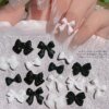 50pcs/Bag Black And White Nail Art Bowknot Resin Nail Jewelry Three-Dimensional Ribbon Polishing Jewelry DIY Nail Art Design