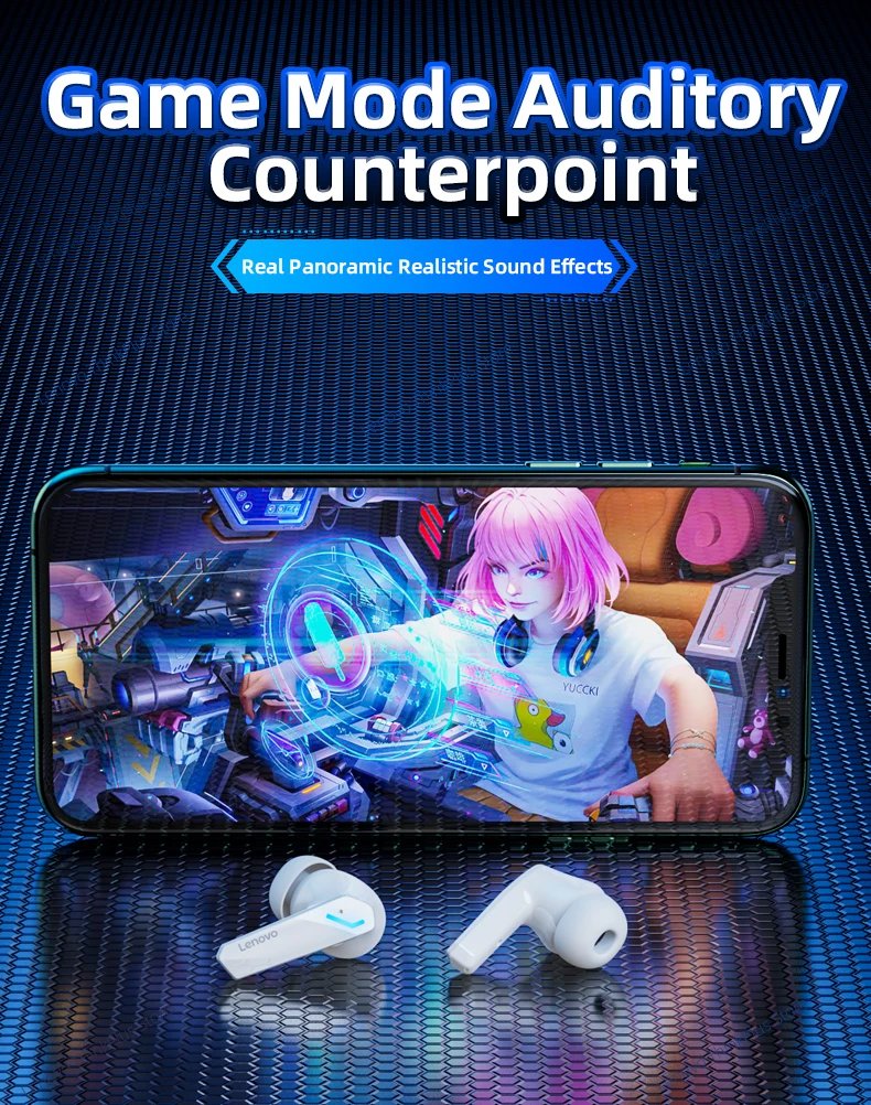 Choice Lenovo GM2 Pro Earphone Bluetooth Headphones with Mic 9D Stereo Pro 6 Earbuds for Xiaomi Samsung Android Wireless Headset