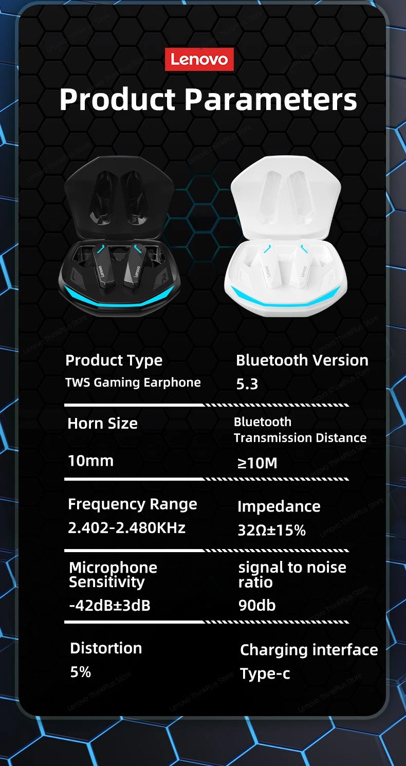 Choice Lenovo GM2 Pro Earphone Bluetooth Headphones with Mic 9D Stereo Pro 6 Earbuds for Xiaomi Samsung Android Wireless Headset