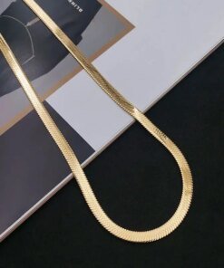 Alternative view of 925 Sterling silver 18K Gold 4MM Flat chain Necklace for Women Luxury Fine Jewelry wedding gift choker Clavicle