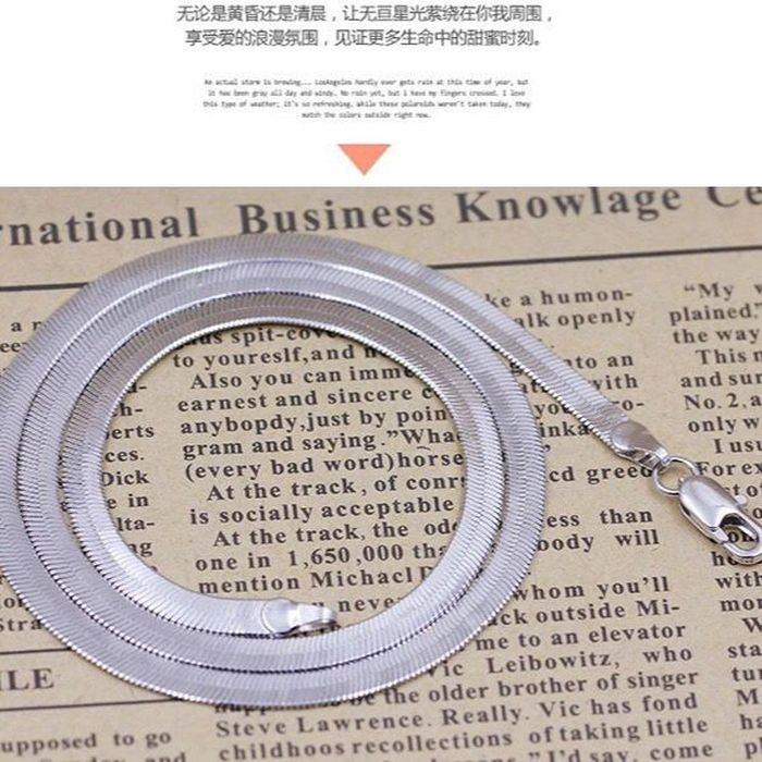 925 Sterling silver 18K Gold 4MM Flat chain Necklace for Women Luxury Fine Jewelry wedding gift choker Clavicle